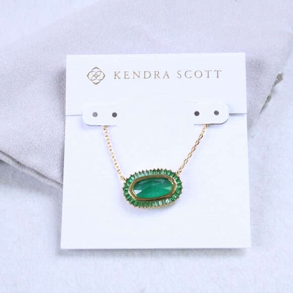 Kendra Scott | Baguette Elisa - Gold Green Mix Necklace - Picture 1 of 2